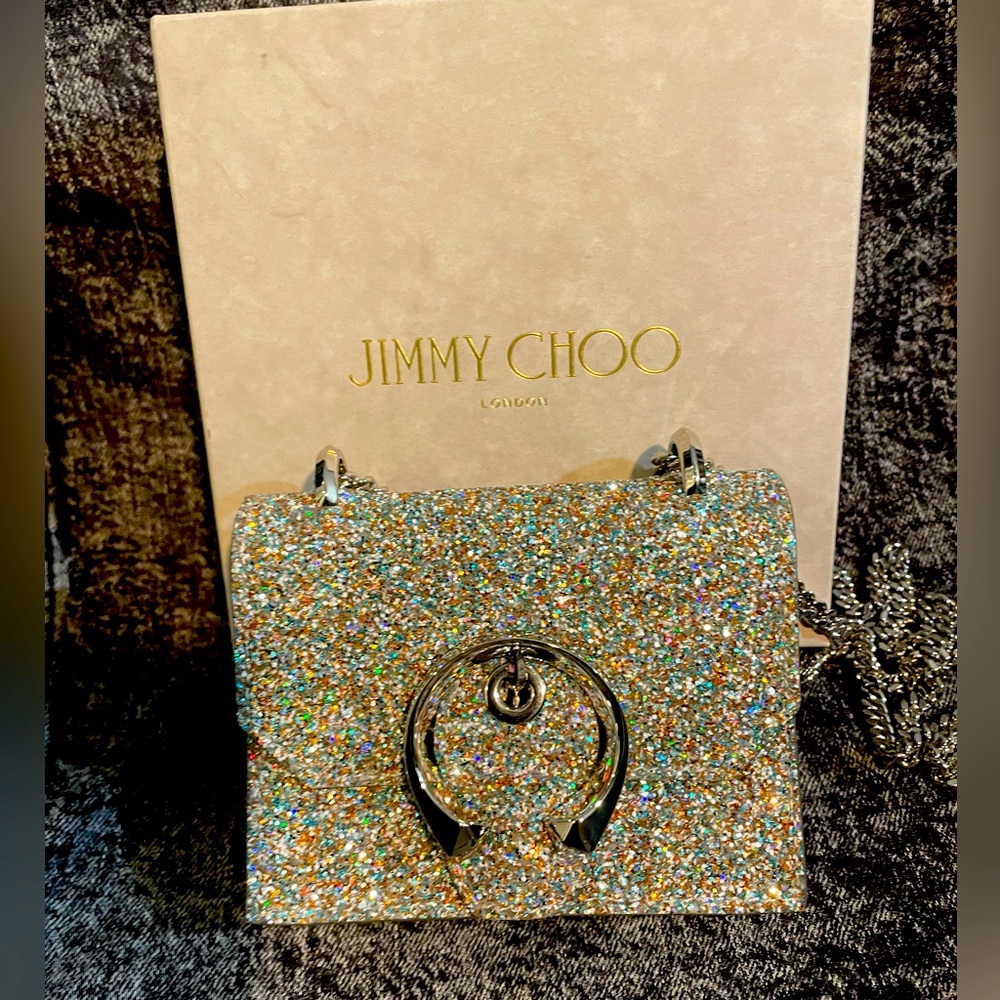 Jimmy Choo Mini Paris glow-in-the-dark glitter bag
